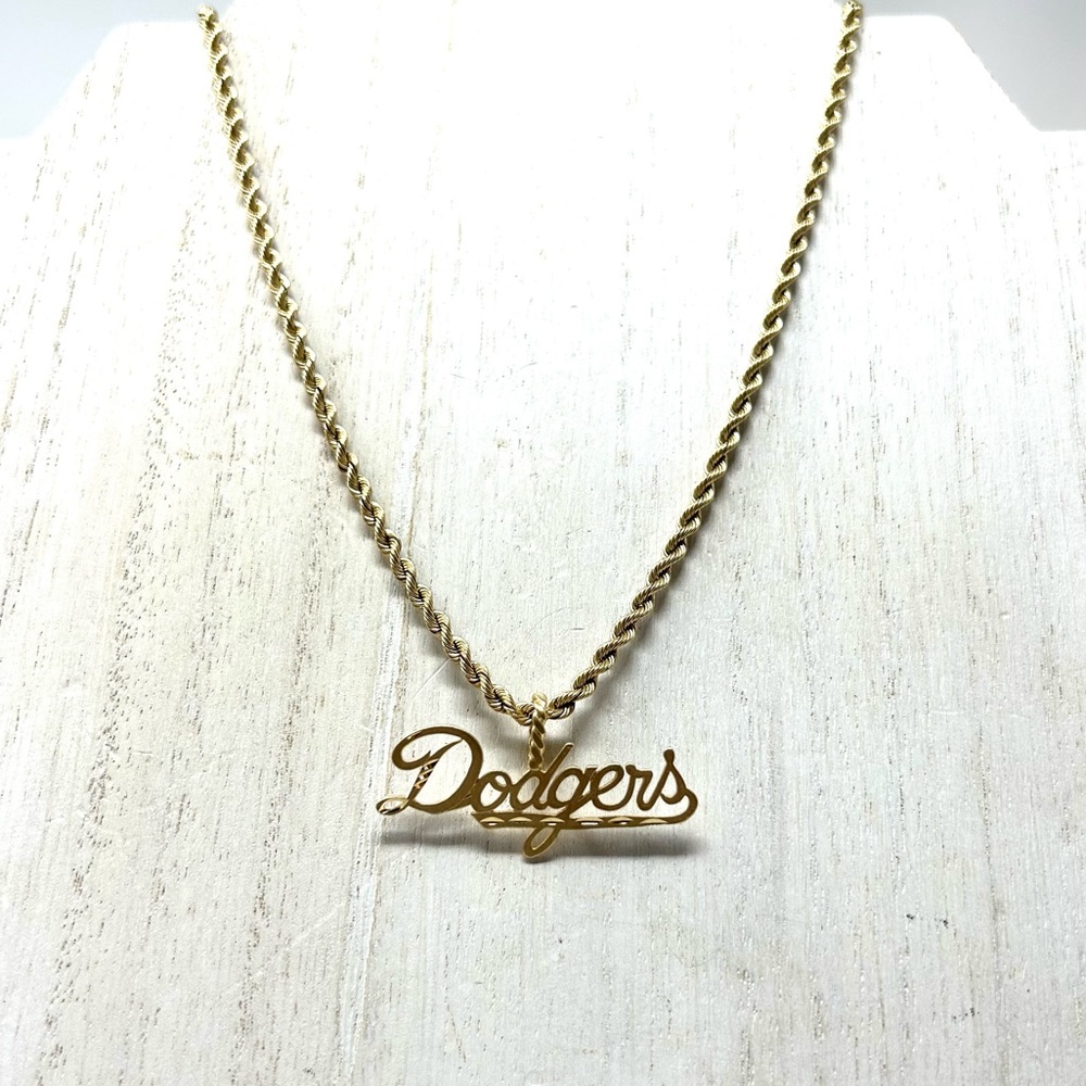 L.A. DODGERS 14K solid script logo pendant by Michael Anthony, NWOT